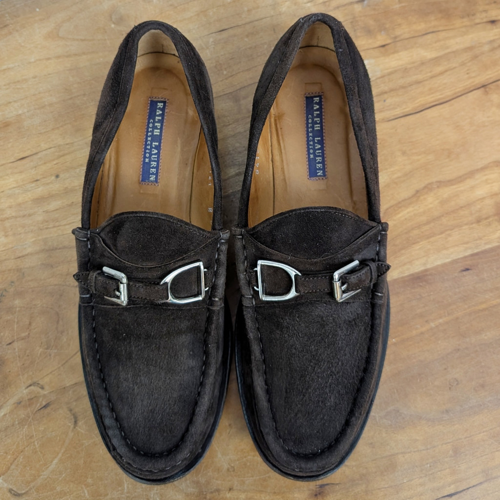 Ralph Lauren Collection Italian Made ladies' Suede Loafers 8B - Picture 6 of 8